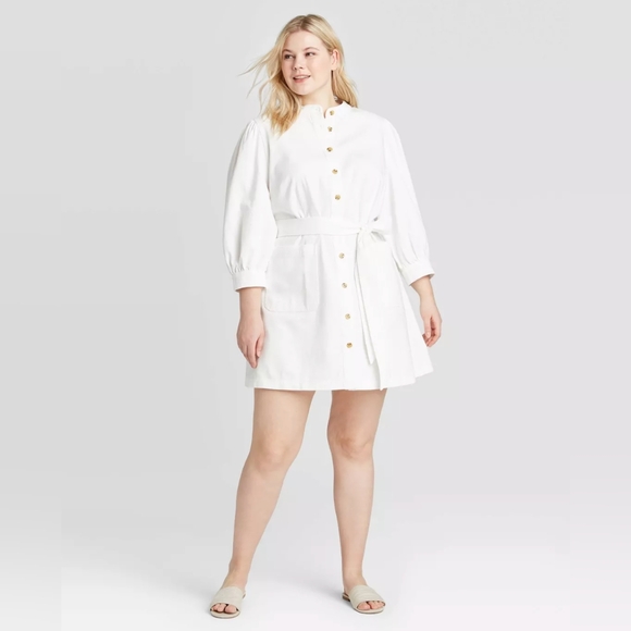 Who What Wear Dresses & Skirts - Who What Wear Puff Sleeve Cotton Denim Dress Size XXL